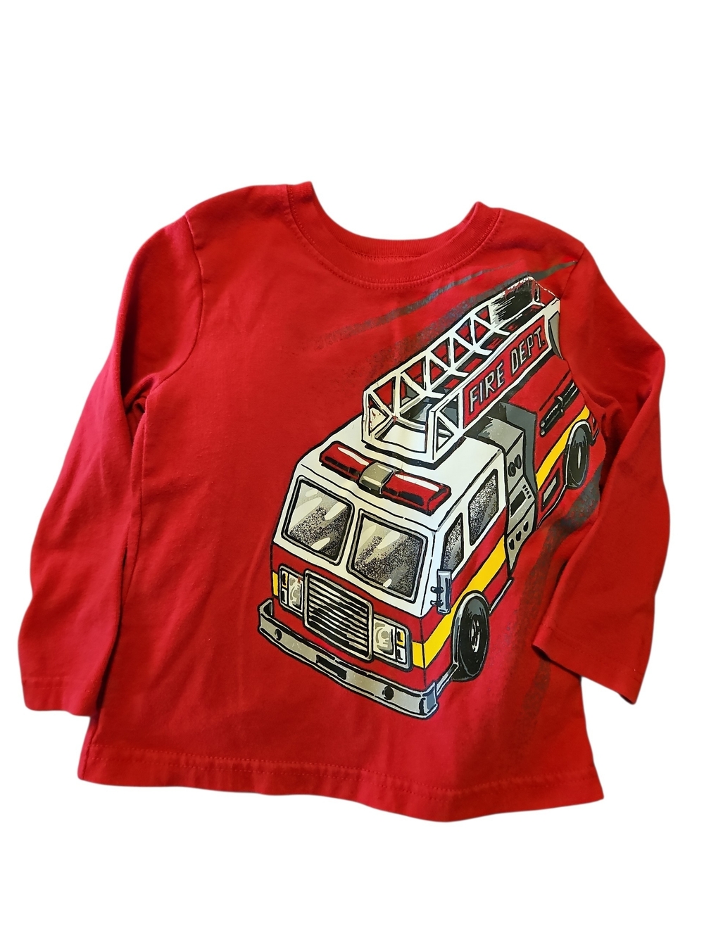 Red Fire Truck Graphic Long Sleeve Tee Kids Size 3t